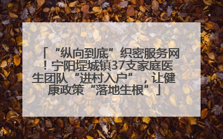 “纵向到底”织密服务网！宁阳堽城镇37支家庭医生团队“进村入户”，让健康政策“落地生根”