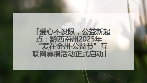 爱心不设限，公益新起点：黔西南州2025年“爱在金州·公益节”互联网募捐活动正式启动