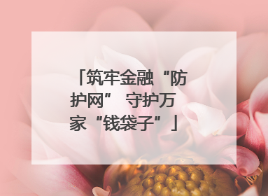 筑牢金融“防护网” 守护万家“钱袋子”