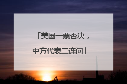 美国一票否决，中方代表三连问