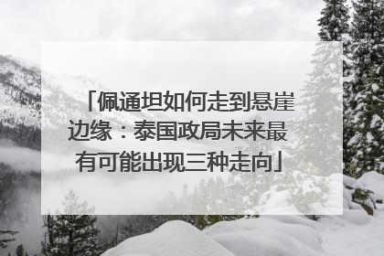 佩通坦如何走到悬崖边缘：泰国政局未来最有可能出现三种走向
