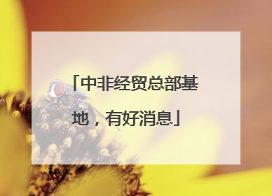 中非经贸总部基地，有好消息