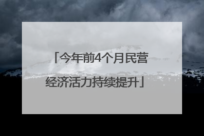 今年前4个月民营经济活力持续提升