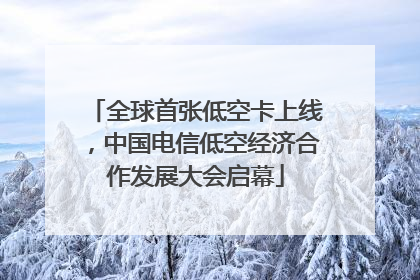 全球首张低空卡上线，中国电信低空经济合作发展大会启幕