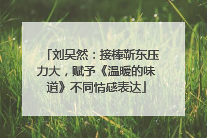 刘昊然：接棒靳东压力大，赋予《温暖的味道》不同情感表达