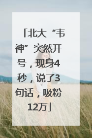 北大“韦神”突然开号，现身4秒，说了3句话，吸粉12万