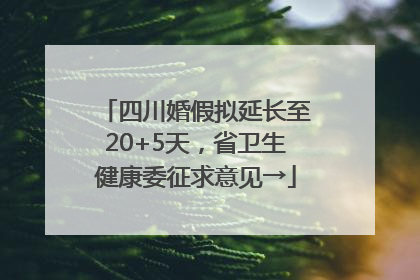 四川婚假拟延长至20+5天，省卫生健康委征求意见→