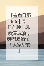 壹点日历6.5｜今日芒种！风吹麦成浪，蝉鸣夏始忙！大家早安