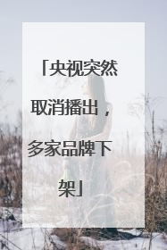 央视突然取消播出，多家品牌下架