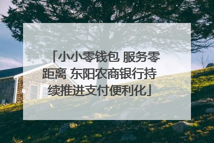 小小零钱包 服务零距离 东阳农商银行持续推进支付便利化