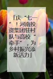 庆“七一”！河南投资集团驻村队与高校“牵手”，为乡村振兴添新活力