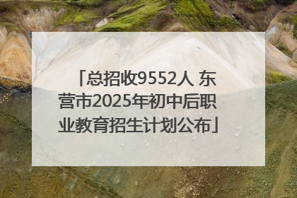总招收9552人 东营市2025年初中后职业教育招生计划公布