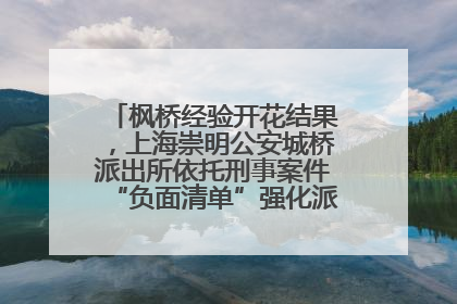 枫桥经验开花结果，上海崇明公安城桥派出所依托刑事案件“负面清单”强化派出所“主防”