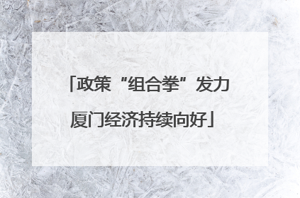 政策“组合拳”发力 厦门经济持续向好