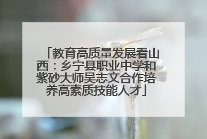 教育高质量发展看山西：乡宁县职业中学和紫砂大师吴志文合作培养高素质技能人才