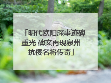 明代欧阳深事迹碑重光 碑文再现泉州抗倭名将传奇