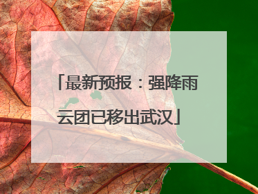 最新预报：强降雨云团已移出武汉