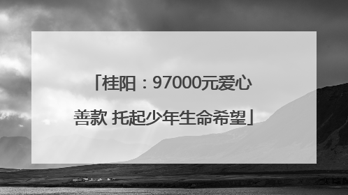 桂阳：97000元爱心善款 托起少年生命希望