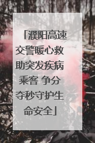 濮阳高速交警暖心救助突发疾病乘客 争分夺秒守护生命安全