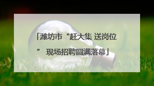 潍坊市“赶大集 送岗位” 现场招聘圆满落幕