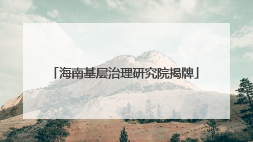 海南基层治理研究院揭牌