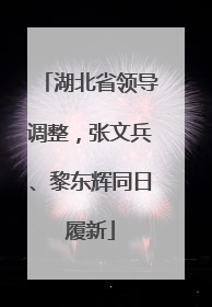 湖北省领导调整，张文兵、黎东辉同日履新