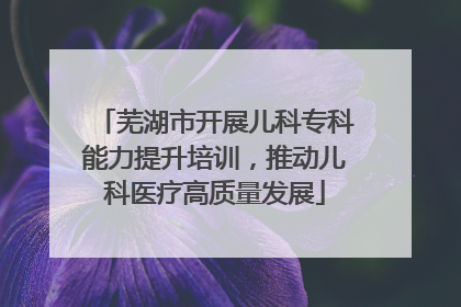 芜湖市开展儿科专科能力提升培训，推动儿科医疗高质量发展