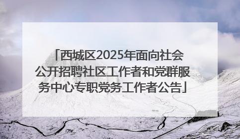 西城区2025年面向社会公开招聘社区工作者和党群服务中心专职党务工作者公告