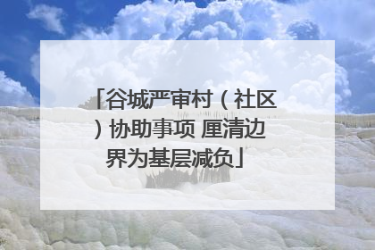 谷城严审村（社区）协助事项 厘清边界为基层减负