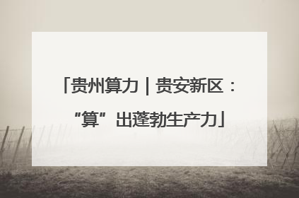 贵州算力｜贵安新区：“算”出蓬勃生产力