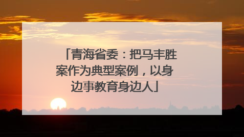 青海省委：把马丰胜案作为典型案例，以身边事教育身边人