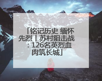 铭记历史 缅怀先烈丨苏村阻击战：126名英烈血肉筑长城