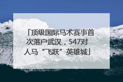 顶级国际马术赛事首次落户武汉，547对人马“飞跃”英雄城