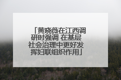 黄晓薇在江西调研时强调 在基层社会治理中更好发挥妇联组织作用