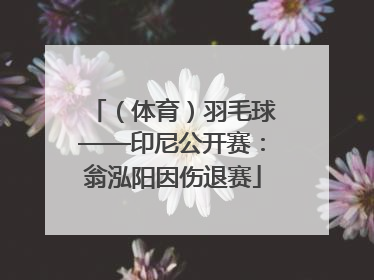 （体育）羽毛球——印尼公开赛：翁泓阳因伤退赛